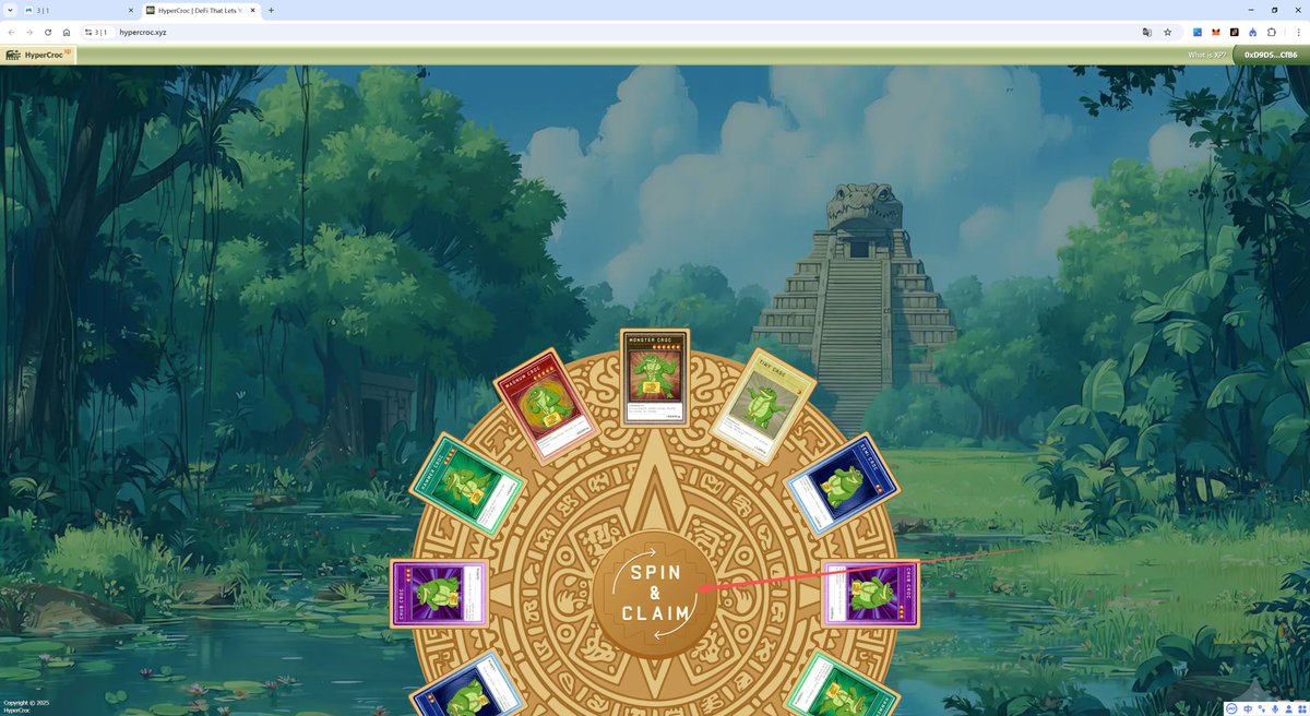 教程来啦
进下面的网址
hypercroc.xyz
连接你的钱包。我用的小狐狸
它会自动添加公链。直接添加就好
往自己地址充值一点hype当手续费，0.01就够
手续费有了之后，点击spin claim抽奖
这里面有很多种类，最好的是红色的鳄鱼，加25000点xp
<a href="/Hypercroc_xyz/">HyperCroc</a>