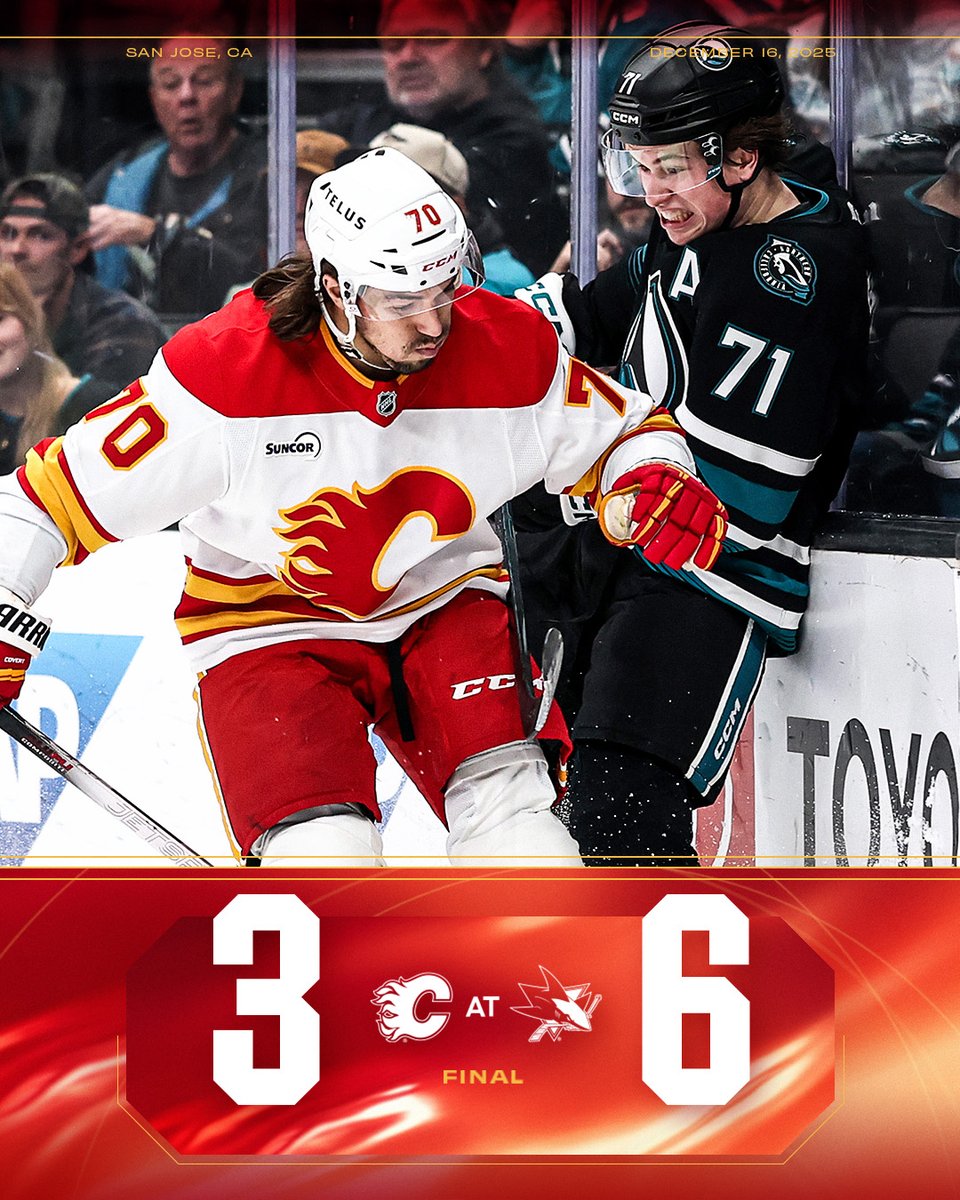 NHLFlames's tweet image. Final from San Jose.