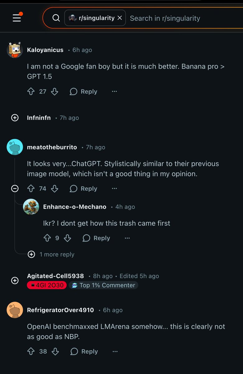 Smol_AI's tweet image. [16 Dec 2025]

OpenAI GPT Image-1.5 claims to beat Nano Banana Pro, #1 across all Arenas, but completely fails Vibe Checks

news.smol.ai/issues/25-12-1…

Shipping anything is hard, so we rarely call out misses, and OpenAI rarely misses. But this was clearly a miss.