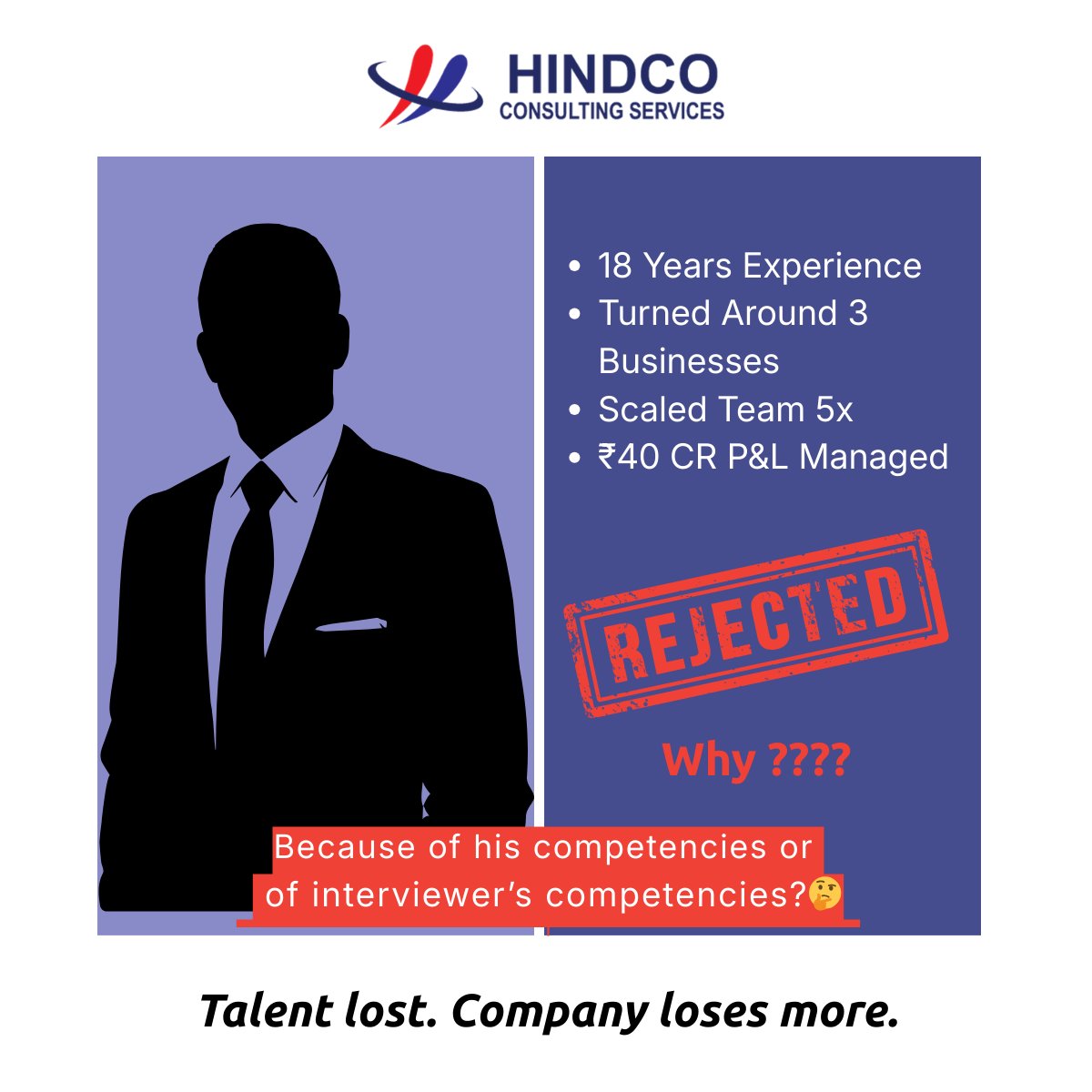 JobsHindco's tweet image. Rejected- but why?

The candidate’s competencies?
Or the interviewer’s ability to recognise them? 🤔

Sometimes the process matters as much as the talent.

A question worth asking.

#LeadershipHiring #TalentDecisions #ExecutiveSearch