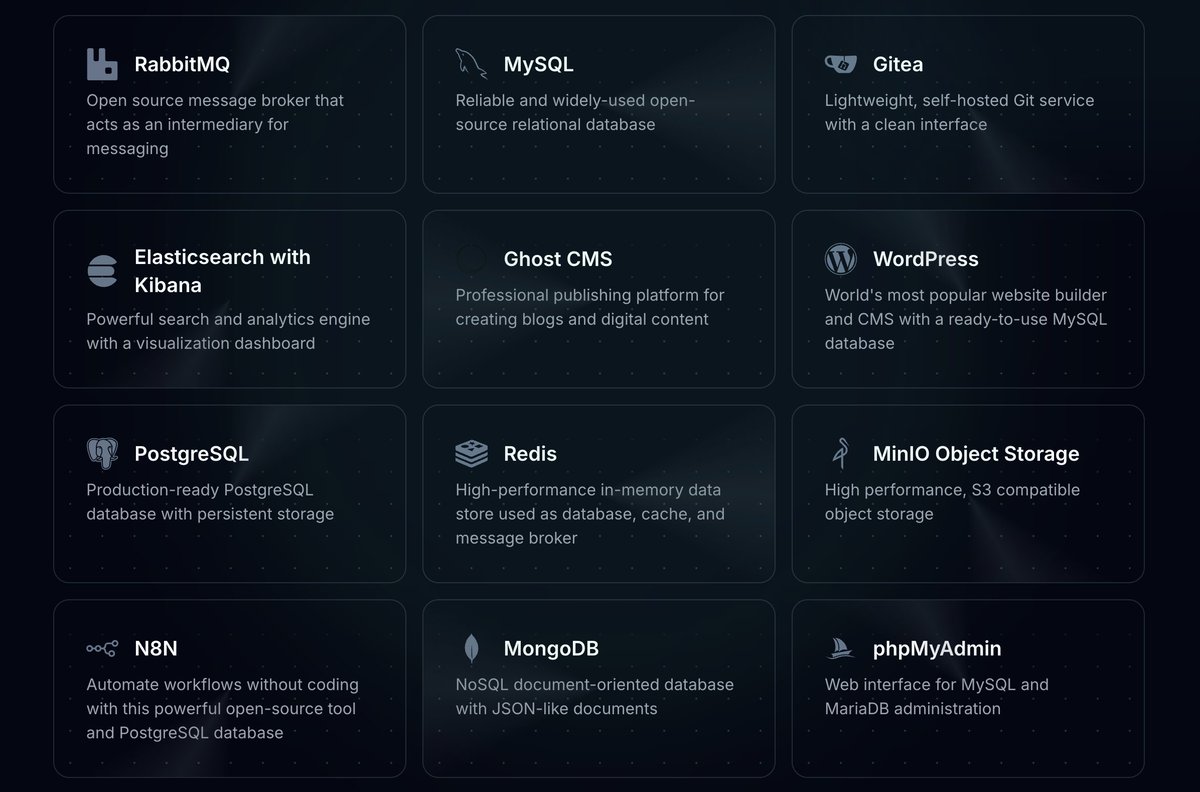 bultdev's tweet photo. We’ve added new ready to use templates, including Elasticsearch, n8n, Ghost, etc. Pick a template and deploy it in one click.

Explore templates: link in comments

Need a template we don’t have?
Message us on Discord!

#DevTools #Deploy #DevOps #Cloud https://t.co/CaPpjWK2xJ