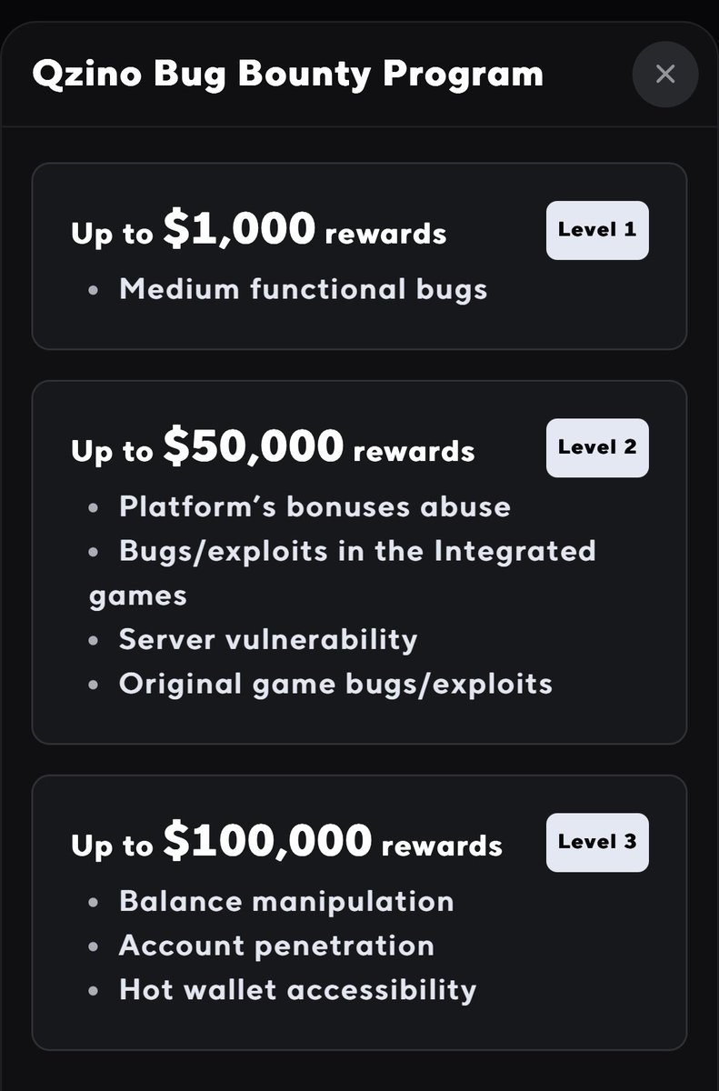Second wave for Beta test is ready now! 🚀🤩
Check your email or MiniApp. 🤝

If you haven’t registered yet, you should register now because there is a bug bounty program with rewards up to $100k 🤑

#QzinoCreator