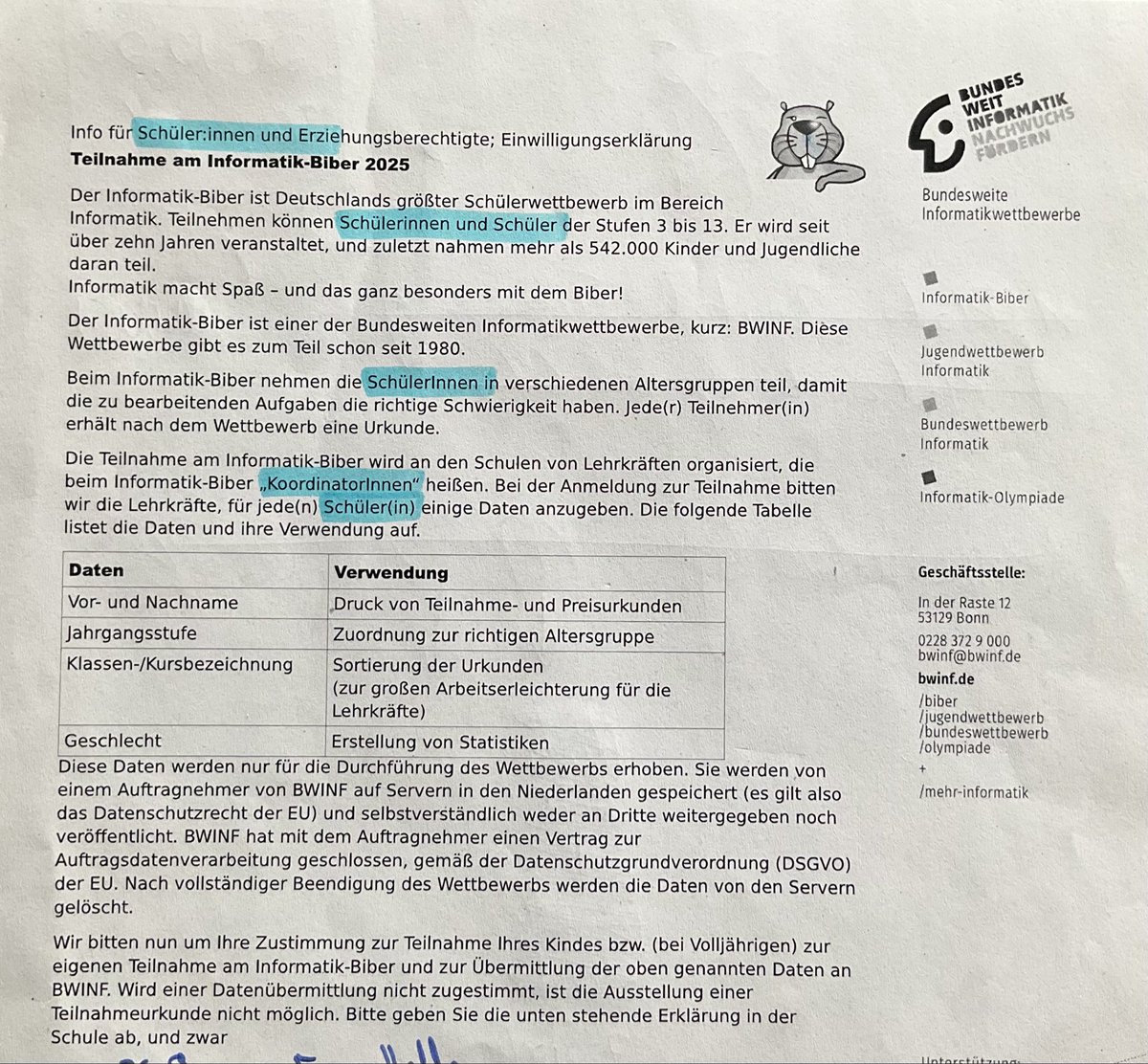 VDS_weltweit's tweet photo. Was war hier eigentlich die Aufgabe? Möglichst viele Genderformen in einem Text unterzubringen? 🧐
Schön, dass der #informatikbiber junge Menschen fürs Programmieren begeistern will, aber dann doch bitte in richtiger Sprache. @_BWINF https://t.co/pblEWpnlKy