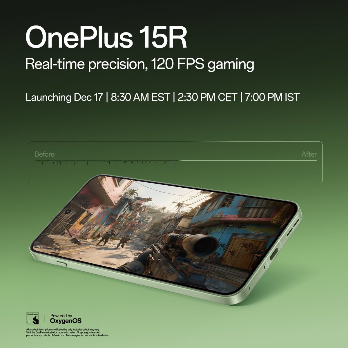 Theamar03's tweet photo. @oneplus OnePlus 15R 🔥
Launching Dec 17 with 120 FPS Gaming and many more....

#OnePlus15R #OnePlusLaunchEvent #NeverSettle  #OnePlus15 #OnePlusAI https://t.co/tm9Exylcoa