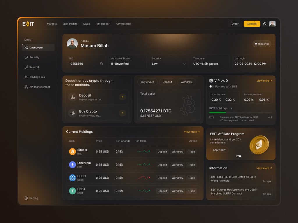 iamweirdwarwick's tweet image. Day 28 of showing up

Crypto Dashboard🔥

👨‍💻Frontend devs
How would you handle this? 

🎨UI/UX Designers
This design is clean, but the spacing gave me trust issues.
How do you keep all these paddings consistent?

Getting batter daily

#DesignToCode #Frontend #UIUX #ShowYourWork