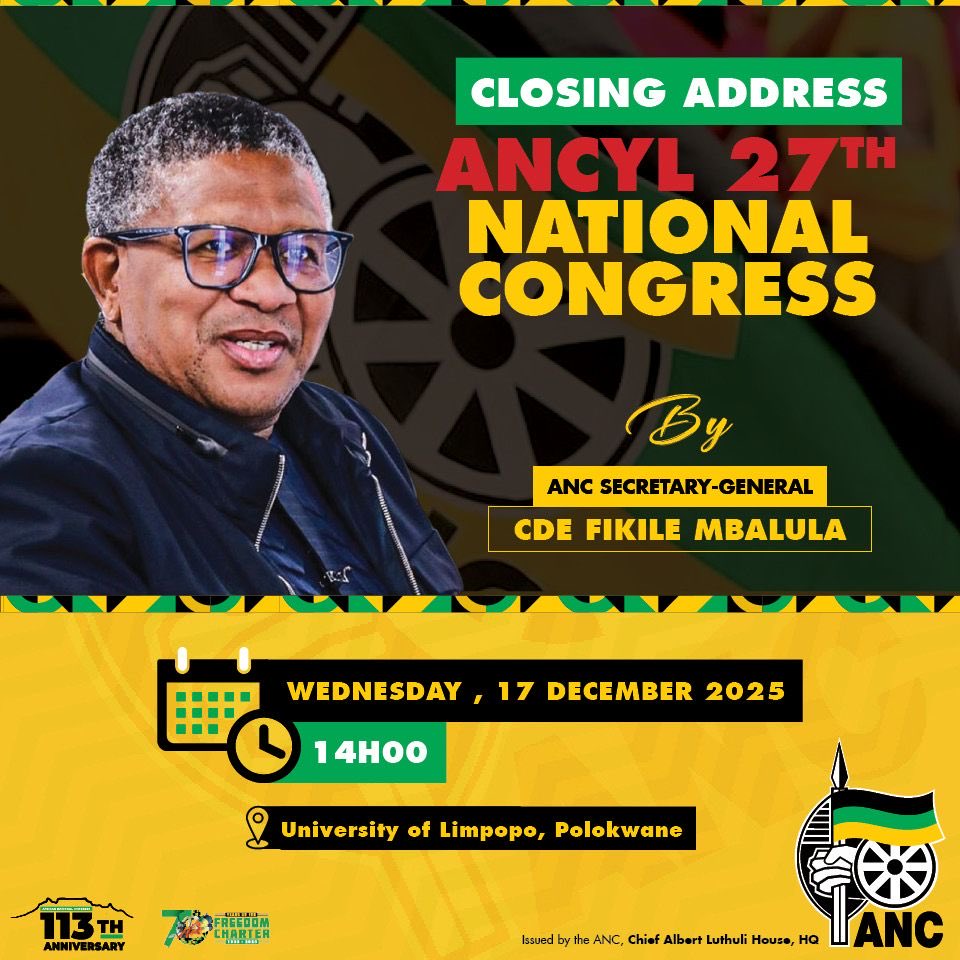 MbalulaFikile's tweet photo. Today I will be delivering the closing address at the 27th National Congress of the ANCYL held under the theme Economic Freedom and Social Change Now, not later. The congress is held at the historic site of youth activism Turfloop, where giants of the struggle such as Peter Mokaba and Onkgopotsi Tiro once shook the foundations of the apartheid regime. 

#ANCRenewal