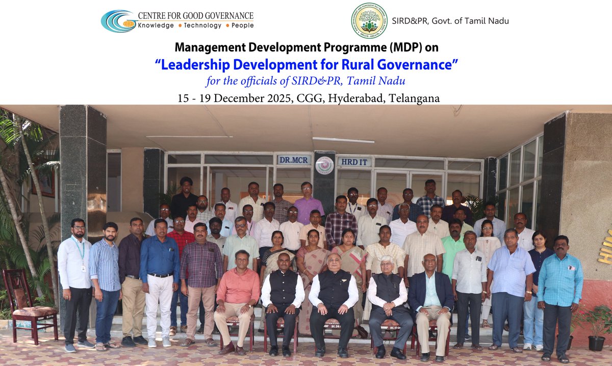 cgg_hyd's tweet photo. CGG  is organising a Management Development Programme on ‘Leadership  Development for Rural Governance’ from 15–19 Dec 2025 for officials  of SIRD&amp;PR, Govt.of Tamil Nadu, under the Revamped Rashtriya Gram Swaraj Abhiyan.
https://t.co/bWqnTtcZuy https://t.co/wqDzqB3oMC