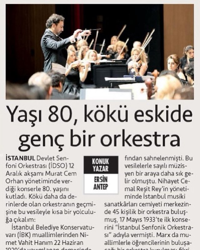 Cumhuriyet Gazetesi için İstanbul Devlet Senfoni Orkestrası tarihi hakkında yazdım. Bugün gazete bayilerinde…