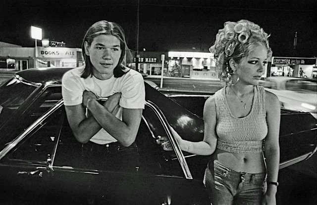Teenagers cruising Van Nuys Boulevard in the San Fernando Valley, 1972.