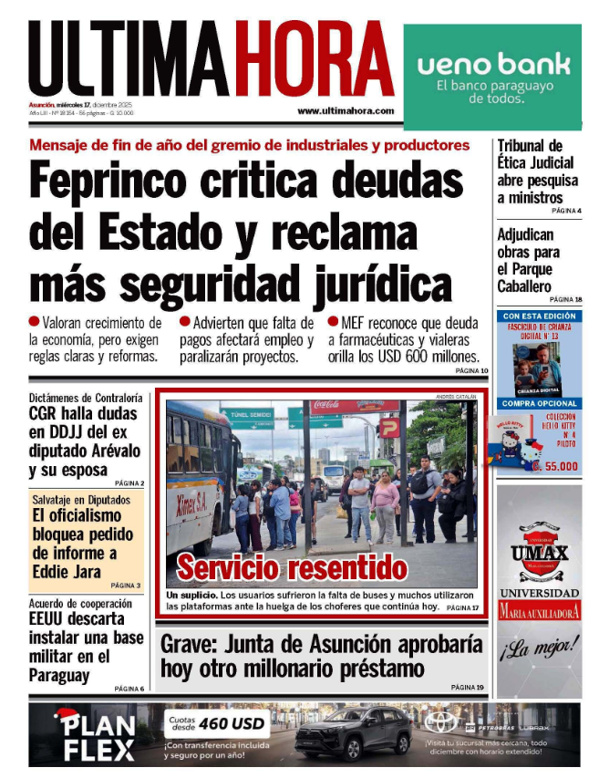 robertoperezpy's tweet photo. 📰Tapa de los principales diarios

🇵🇾 Miércoles, 17 de diciembre

😎¡Buenos días!
#PPpy #650AM https://t.co/0FA2w9T0Te