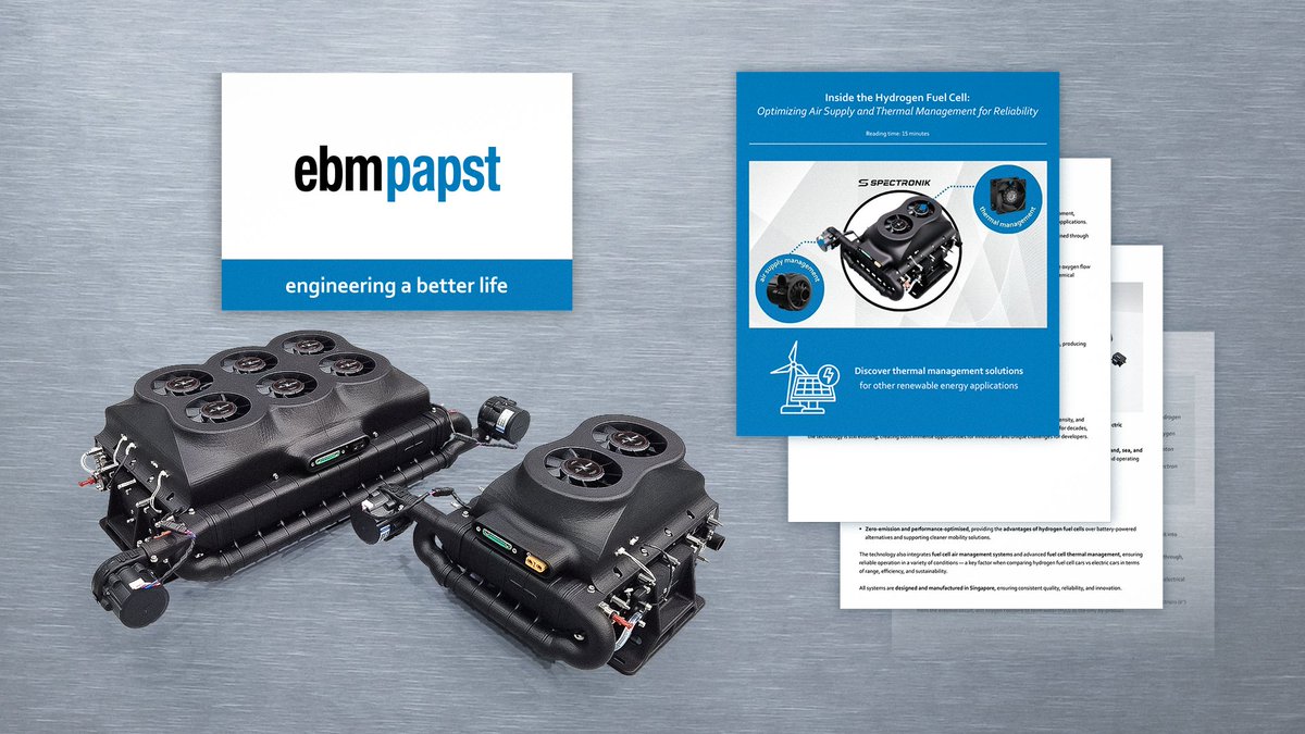 spectronik's tweet photo. Hydrogen fuel cells aren’t just about hydrogen — they rely on smart oxidant air supply &amp; thermal management.

ebm-papst highlights how:

• Advanced cooling keeps fuel cells at optimal temperatures

• Precision oxidant air supply ensures efficient, stable reactions https://t.co/7gf3hOdf6n