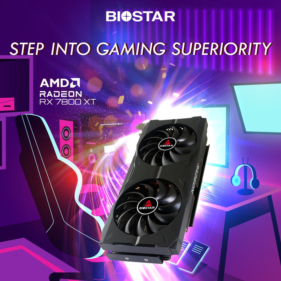Raise your game.
RX 7800 XT delivers the power, speed, and visuals gamers demand.

Know more:
biostar.com.tw/app/en/vga/int…

#BIOSTAR #AMD #Radeon #graphicscard