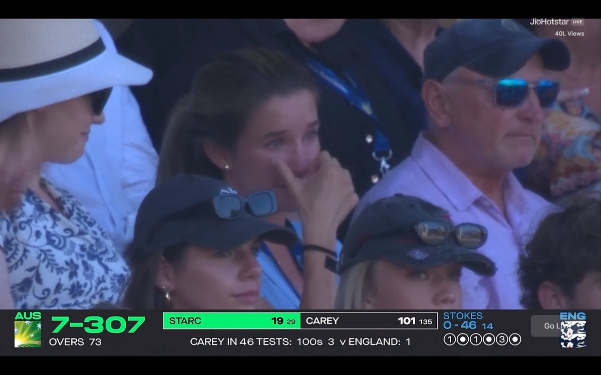 CAREY's WIFE IN TEARS 🤍

- One of the Underrated Test batter, Alex Carey.