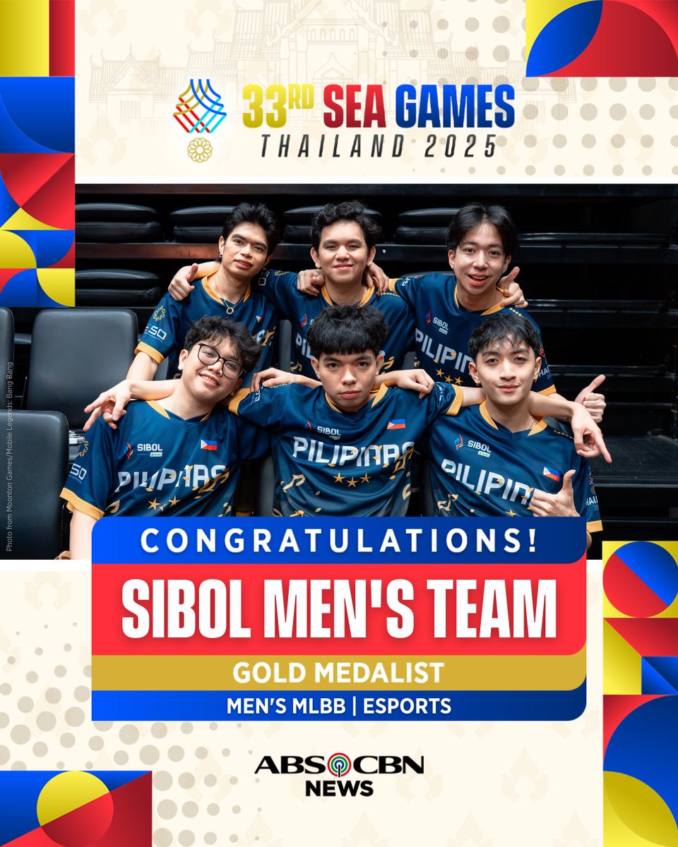 REGIONAL DOMINANCE 🥇🥇🥇🥇

JUST IN: Philippines clinches its fourth straight Southeast Asian Games gold medal in the Mobile Legends: Bang Bang Men's division after Team Sibol outclassed Malaysia, 4-0, in the best-of-seven grand finals on Wednesday. #2025SEAGames | via