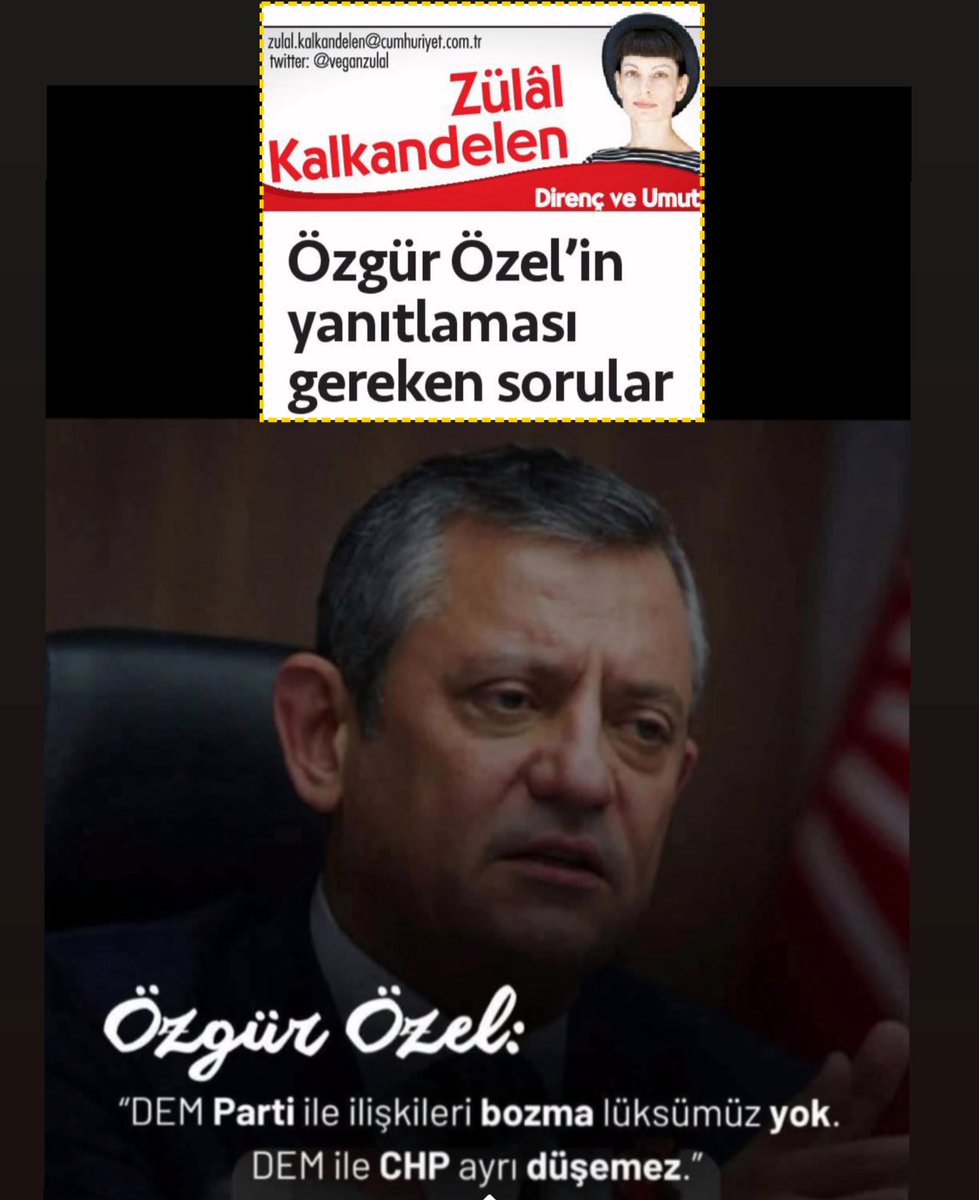 ÖZGÜR ÖZEL’İN YANITLAMASI GEREKEN SORULAR

DEM Parti’nin TBMM’ye sunduğu rapor, bir rejim değişikliği taslağıdır! “Demokrasi” ve “barış” kılıfıyla asıl amaçlanan, “100 yıllık yıkım” dedikleri Cumhuriyet, Lozan ve üniter devlete yönelik ağır bir saldırıdır.

Mitinglerde sürekli