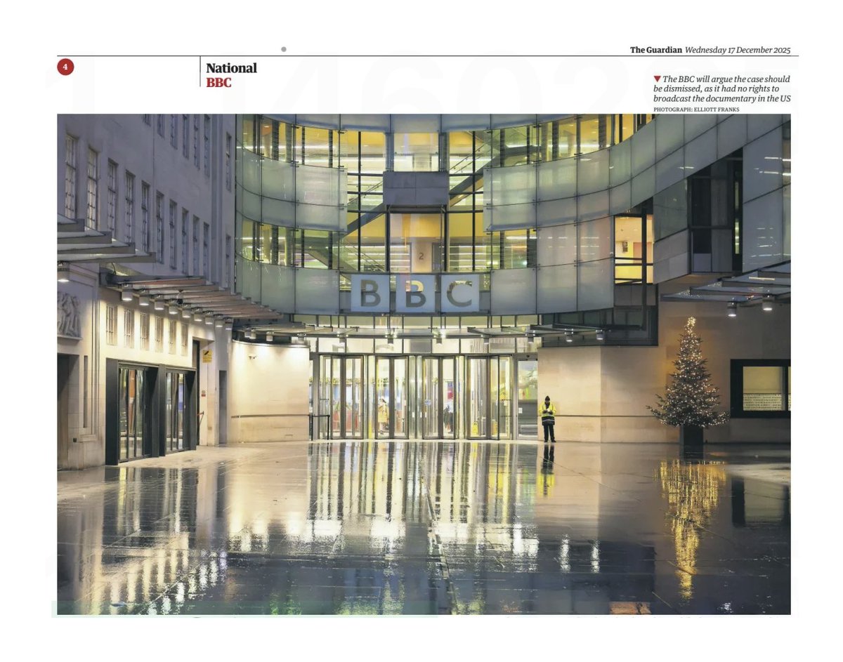 elliottfranks's tweet image. P4 The Guardian - BBC to fight Trump's $10Billion court case over 'false' Panorama edit. @guardian @BBCPolitics #photography #BBC #Weather #wet #reflection