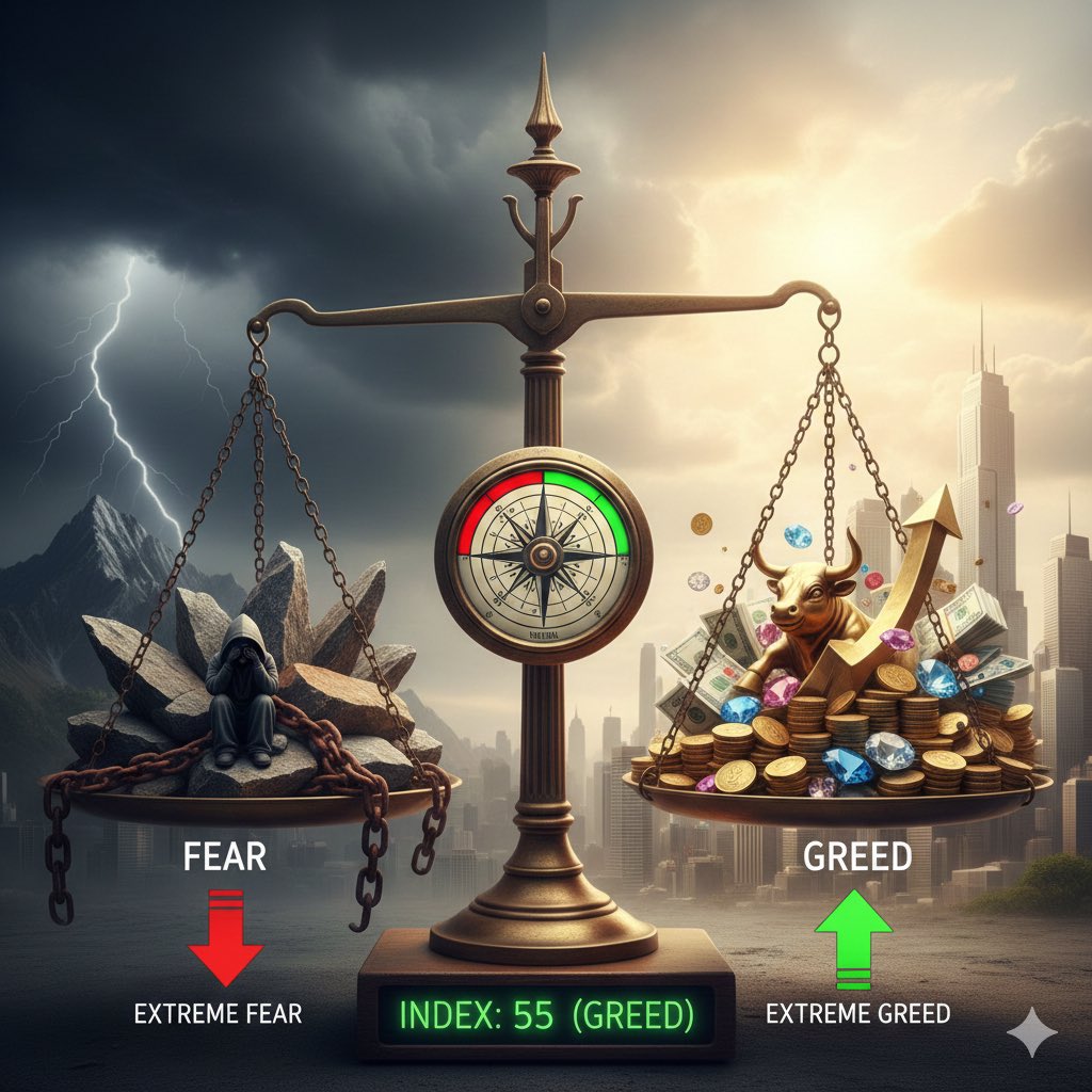 🚨 EL TERMÓMETRO DEL MERCADO EMPIEZA A MARCAR CALOR 🚨

📈 El índice de Miedo &amp; Codicia está subiendo
₿ Bitcoin reacciona antes que el resto

(•_•)  → miedo: nadie quiere comprar
(•‿•)  → neutral: los listos acumulan
(⌐■_■) → codicia: llegan las prisas

Cuando el