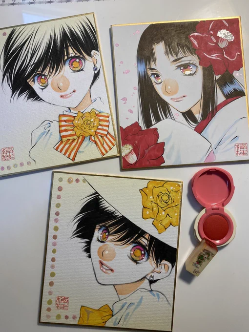 お台場ギャラリー原画展用のミニ色紙とか原稿には楠桂のハンコ押してあります! 