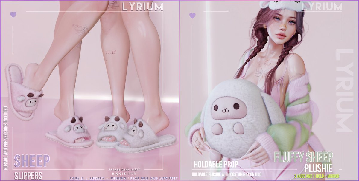 KawaiiFeedSL's tweet photo. Lyrium x Lunar: Sheep Slippers &amp; Fluffy Sheep Plushie *New* @ Mainstore〡Taxi: https://t.co/4a6hXR20ic
#SecondLife #Lyrium #New #Release #Mainstore #slcontent #KawaiiFeed https://t.co/tFcmgJ68hV