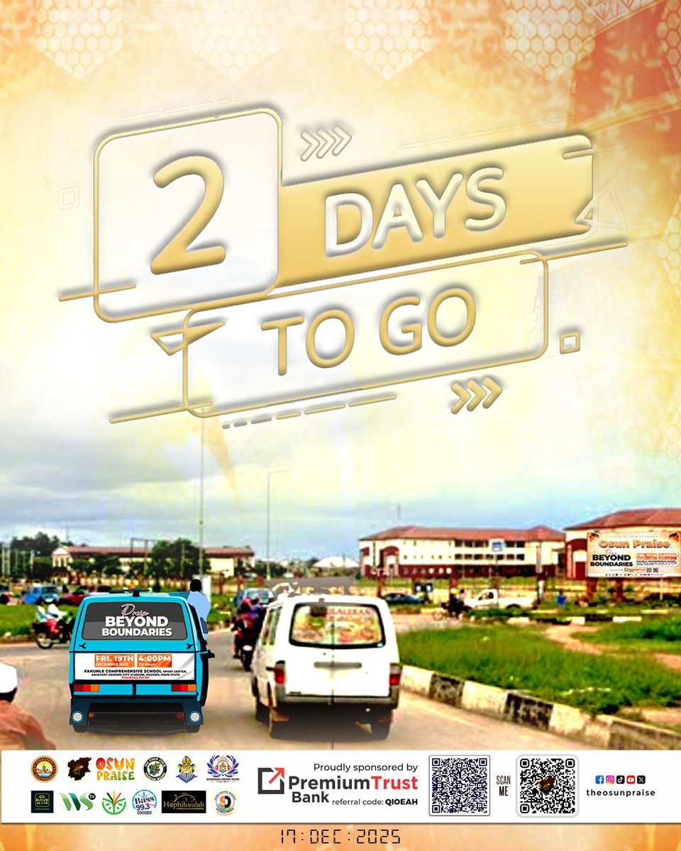 OsunPraise's tweet photo. Important Registration Notice – Osun Praise 2025
All attendees are required to register before ENTERING to Osun Praise VENUE.  
YOU CAN DO YOURS ONLINE TO AVOID THE QUEUE 
Please complete your registration using the link below: https://t.co/FzZG1Aab5P
@InsideOsogbo @OsunTwitta https://t.co/5dDB99asru