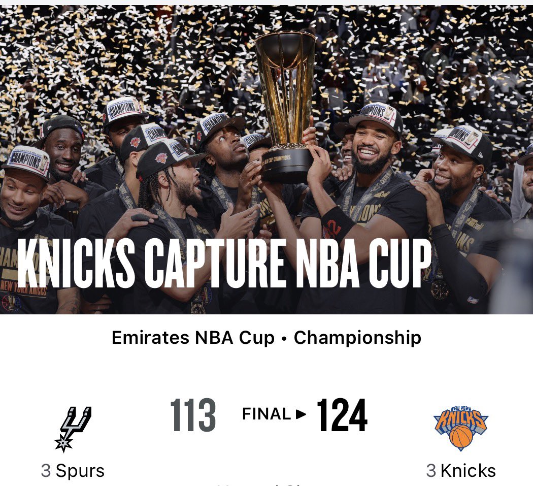 esteban_pacios's tweet photo. Ganaron los @nyknicks la #NBACupFinal 
Bravooo https://t.co/N98b6ISokV