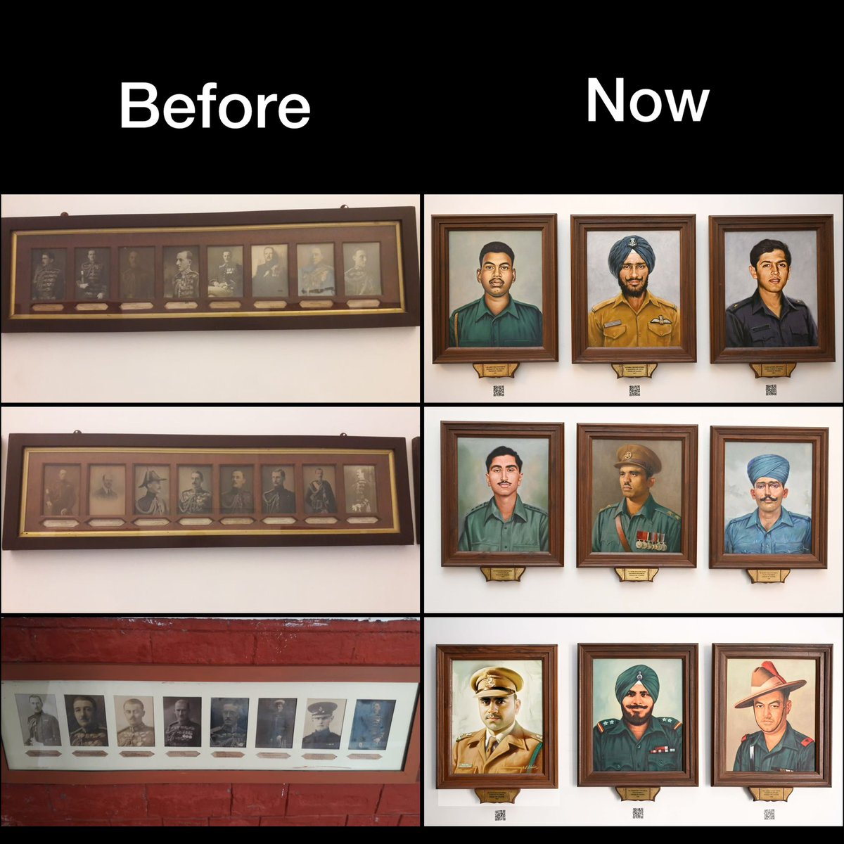 AnkurSingh's tweet photo. Did you know?

Rashtrapati Bhavan had a gallery displaying portraits of British ADCs.

Today on Vijay Diwas, it has been changed to Param Vir Dirgha. It now showcases portraits of all 21 Param Vir Chakra awardees.

President Droupadi Murmu inaugurated it today to honour India’s bravest warriors.

From colonial corridors to a shrine of courage.