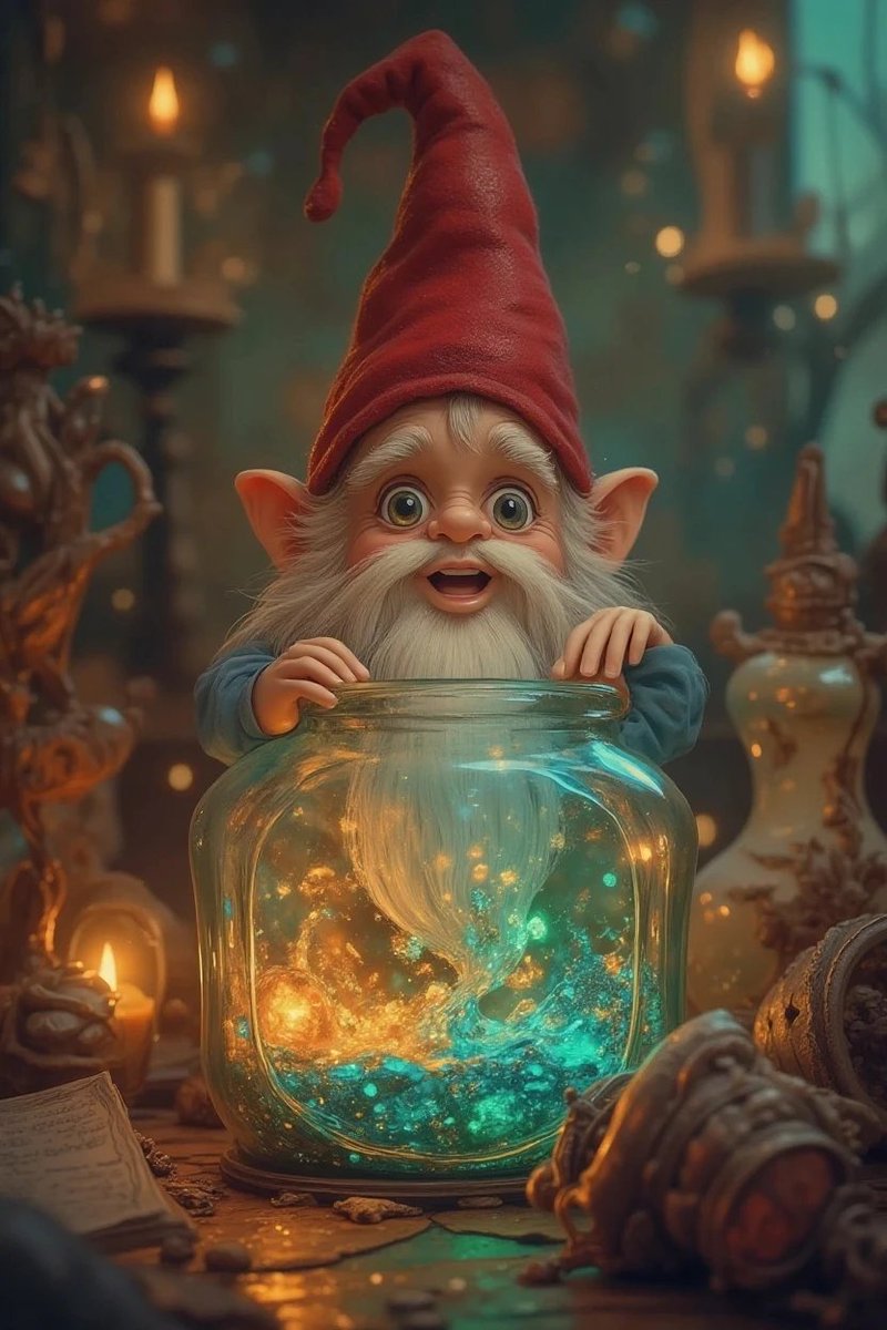 Vovakarma's tweet photo. the gnome and his magic tincture #FluxArtFusion https://t.co/iQAsQodVXM