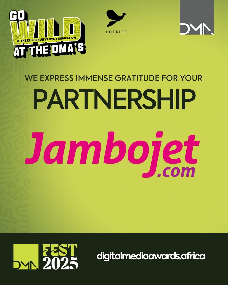 DMAs_Fest's tweet photo. A special thank you to @FlyJambojet for partnering with DMA Fest 2025.
Your support helped keep the momentum going as we celebrated innovation and excellence in digital media.
#DMAFest2025 #GoWildAtTheDMAs #PartnersAppreciation https://t.co/PYewRxLRsY