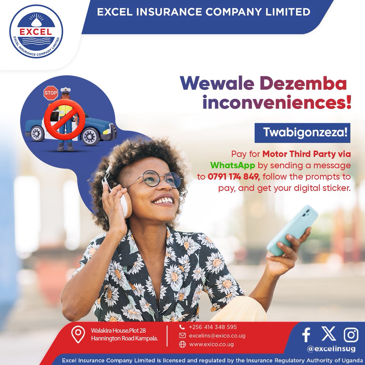 excelinsug_'s tweet photo. Dezemba excitement kati yeliko, ate ne Motor Third Party payment nayo twajigonzeza!
Funna Motor Third Party kagwilawo ku WhatsApp.
 
Send a messag to 0791 174 849, follow the prompts to pay and get your Digital Sticker just in time for the holiday road trips.
 
#MotorThirdParty https://t.co/pwjdpXRn57