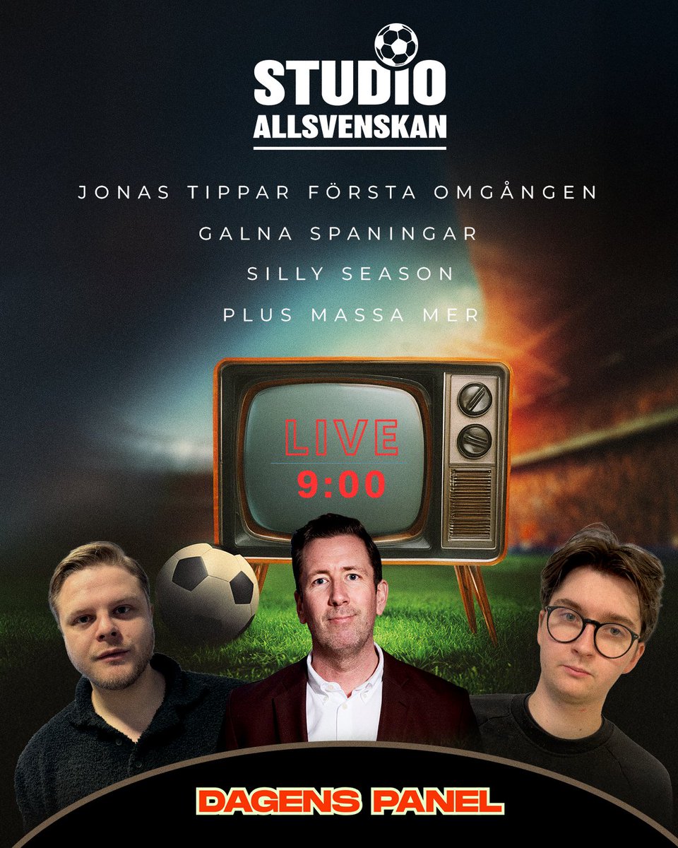 Klockan 09:00 går vi LIVE på Youtube med onsdagspanelen!

I panelen: <a href="/ManssonHugo/">Hugo Månsson</a>, <a href="/jonas_dahlquist/">Jonas Dahlquist</a> &amp; <a href="/McvittyTim/">Tim McVitty Östborg</a> 

Kom in, chatta och ställ frågor till oss: youtube.com/@studioallsven…