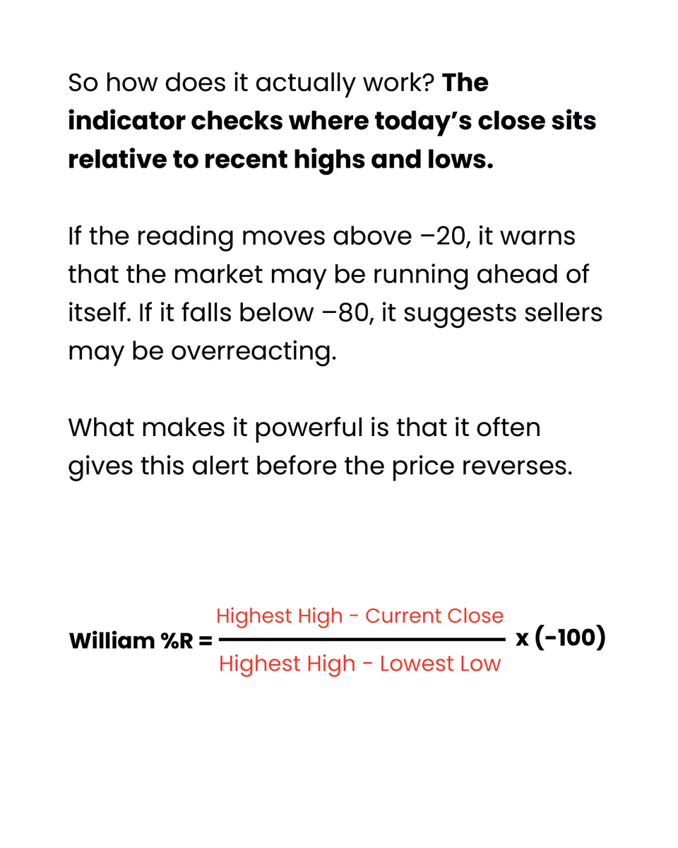 tradejini's tweet photo. Smart traders use Williams %R to catch reversals before they show up on price charts.
#Trading #TechnicalAnalysis #WilliamsR #Tradejini https://t.co/bkcQq6RH8N