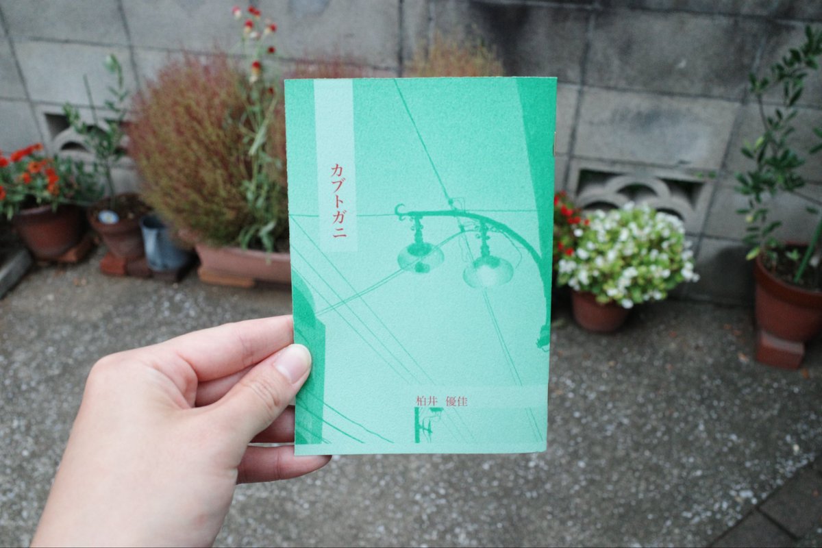 鎖骨の窪みでカブトガニを飼う（？）女性が主人公の短編。ちなみに父は金魚を鎖骨の窪みで飼ってたらしい（？）。個人的には、主人公の生活や料理の描写がもっとほしー！となりました笑　柏井さん、次回作も楽しみにしております。

柏井優佳<a href="/yukshwi____/">柏井優佳</a> 『カブトガニ』#文学フリマで買った本 #読了