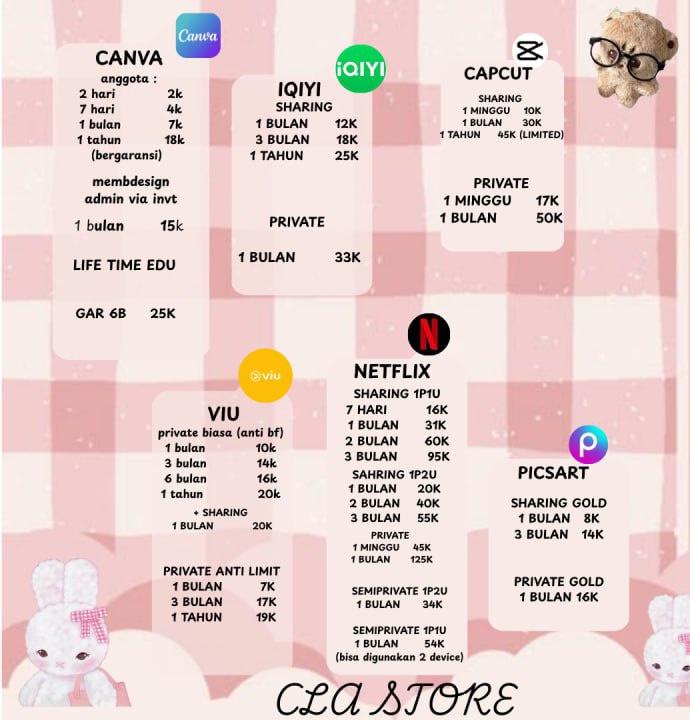 yu yukk, yang mau apk premium bisa beli di akuu(⁠.⁠ ⁠❛⁠ ⁠ᴗ⁠ ⁠❛⁠.⁠). Dijamin cepat dan amanah.
Untuk apk prem yg lainnya bisa di tanya-tanya kan saja. Yuk yuk yang mau order bisa lngsung dm ataupun ke tele @/phuwintangs0 

#zonauang #zonajajan️️ #appprem #canvaprem