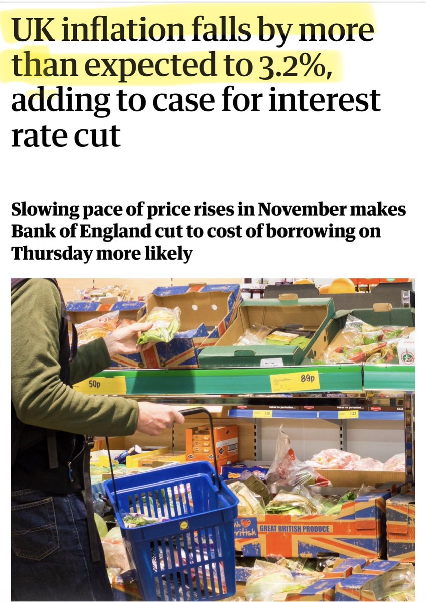 Inflation has fallen from 3.6% to 3.2% Labour &amp; the media will tell you that this fall in inflation is good news. It isn’t.

It’s fallen because people have stopped spending.

Retailers are discounting because volumes are weak, not because costs have reduced. Services inflation