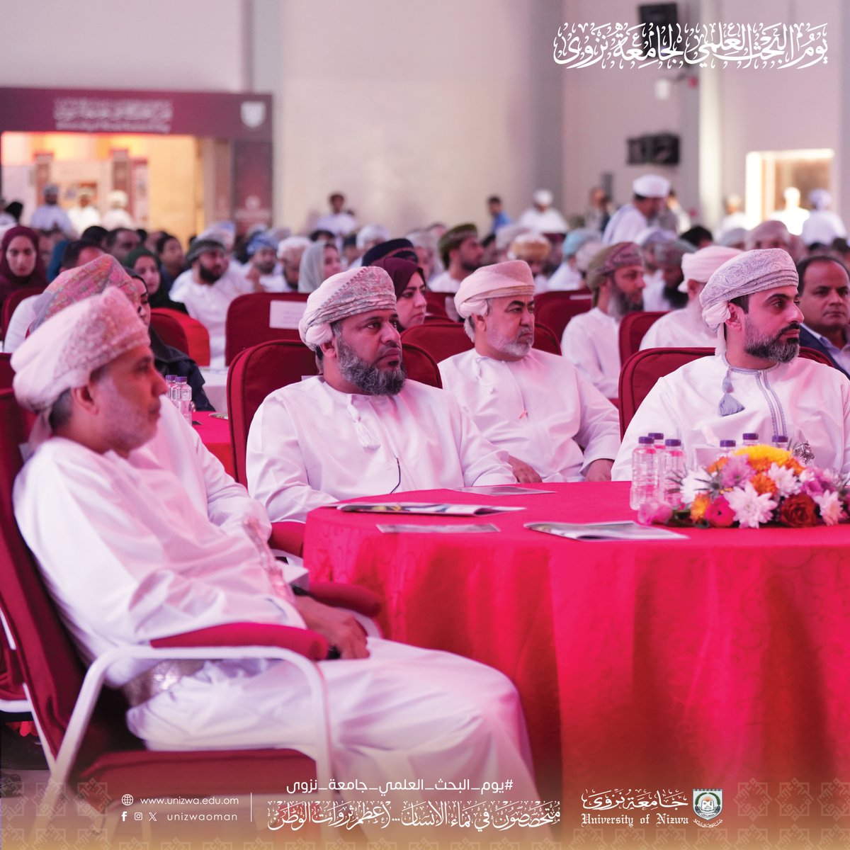 unizwaoman's tweet photo. #يحدث_الآن
جامعة نزوى تحتفي بباحثيها ومبتكريها في يوم البحث العلمي، تحت رعاية معالي الدكتور سعود الحبسي، وزير الثروة الزراعية والسمكية وموارد المياه؛ وذلك في الحرم المبدئي للجامعة ببركة الموز، بحضور رئيس الجامعة وكوادرها الأكاديمية والباحثين والطلبة.
#يوم_البحث_العلمي
#جامعة_نزوى
#البحث_العلمي 

 The University of Nizwa celebrates its researchers and innovators on Research Day, under the patronage of H.E. Dr Saud Al Habsi, Minister of Agricultural, Fisheries and Water Resources. The event is attended by the University Chancellor, academic leaders, researchers and students.

#ResearchDay
#UniversityOfNizwa
#ScientificResearch