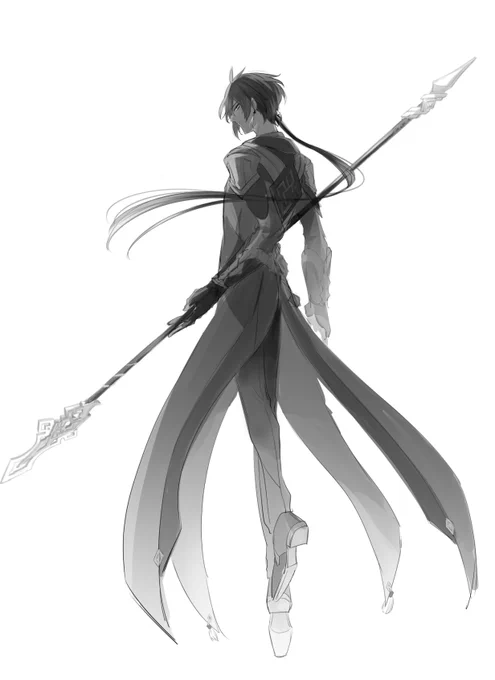 これは結構前に筆が乗った時に描いた鍾離先生