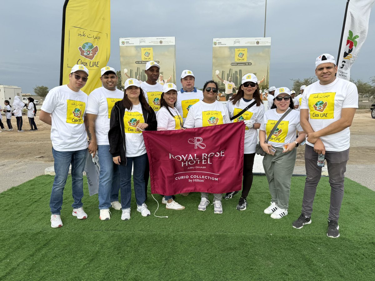 RoyalRoseHotel's tweet photo. Proud to support the #CleanUAE campaign as part of the #YearOfTheCommunity, in partnership with Emirates Environmental Group, under the patronage of the Ministry of Climate Change and Environment.
Our commitment to sustainability continues. 🌱 https://t.co/mbgU0hyTqj