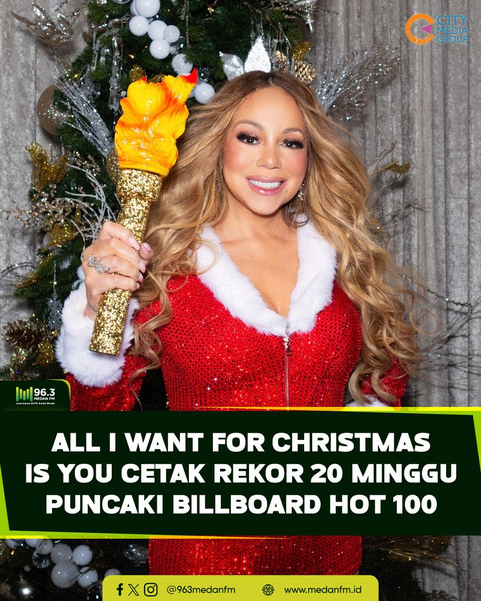 Lagu legendaris Mariah Carey, "All I Want for Christmas Is You"

bit.ly/4qdAM0C

Sumber: liputan6.com
#medanfmnews #medanfmmakinhits
#mariahcarey #alliwantforchrismasisyou
#billboardhot100