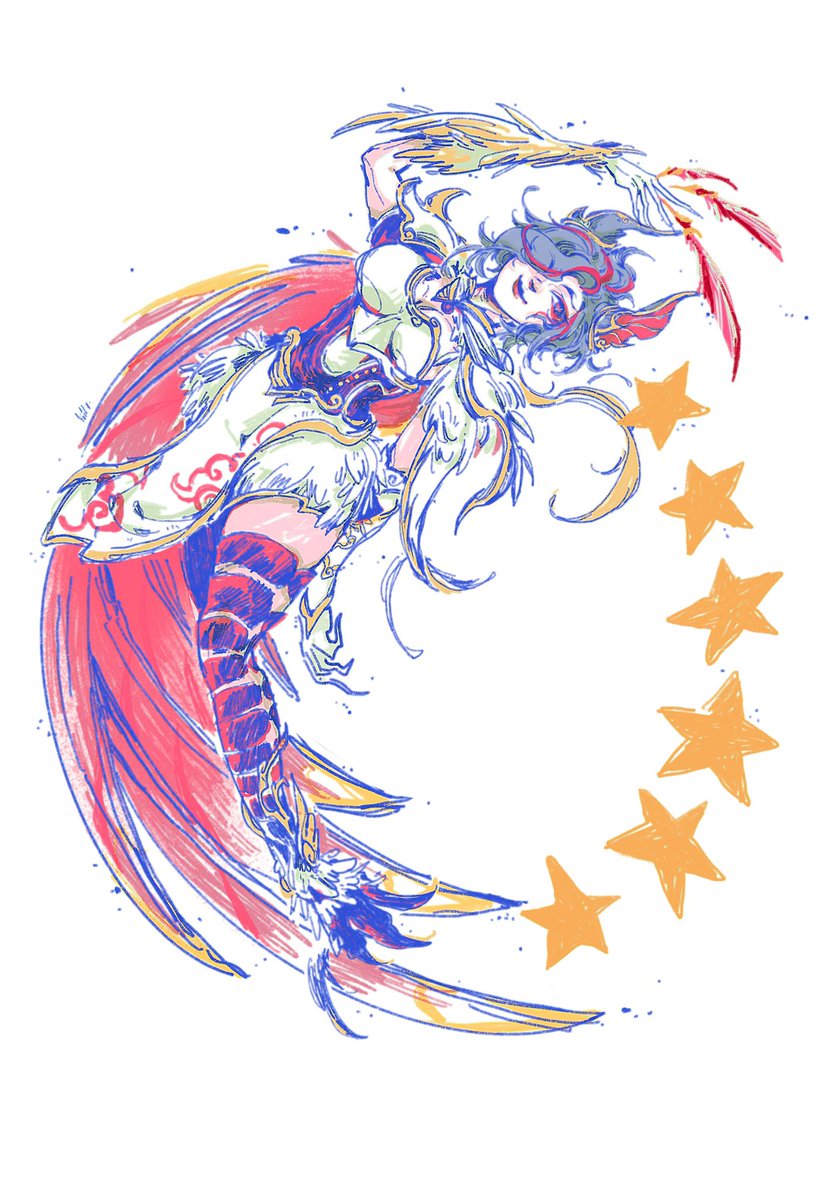 #Xayah ver T1 skin.
Original design belong to @/greeniris_ 

I love this des very much 🥺 so— here my quick drawing for her 🥹👉👈💖