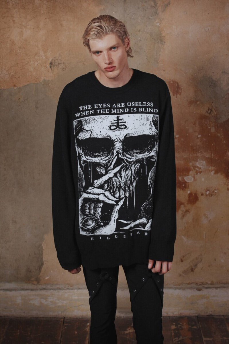 KILL STARのスカル柄ニットトップス💀 ユニセックスで着られるサイズ感