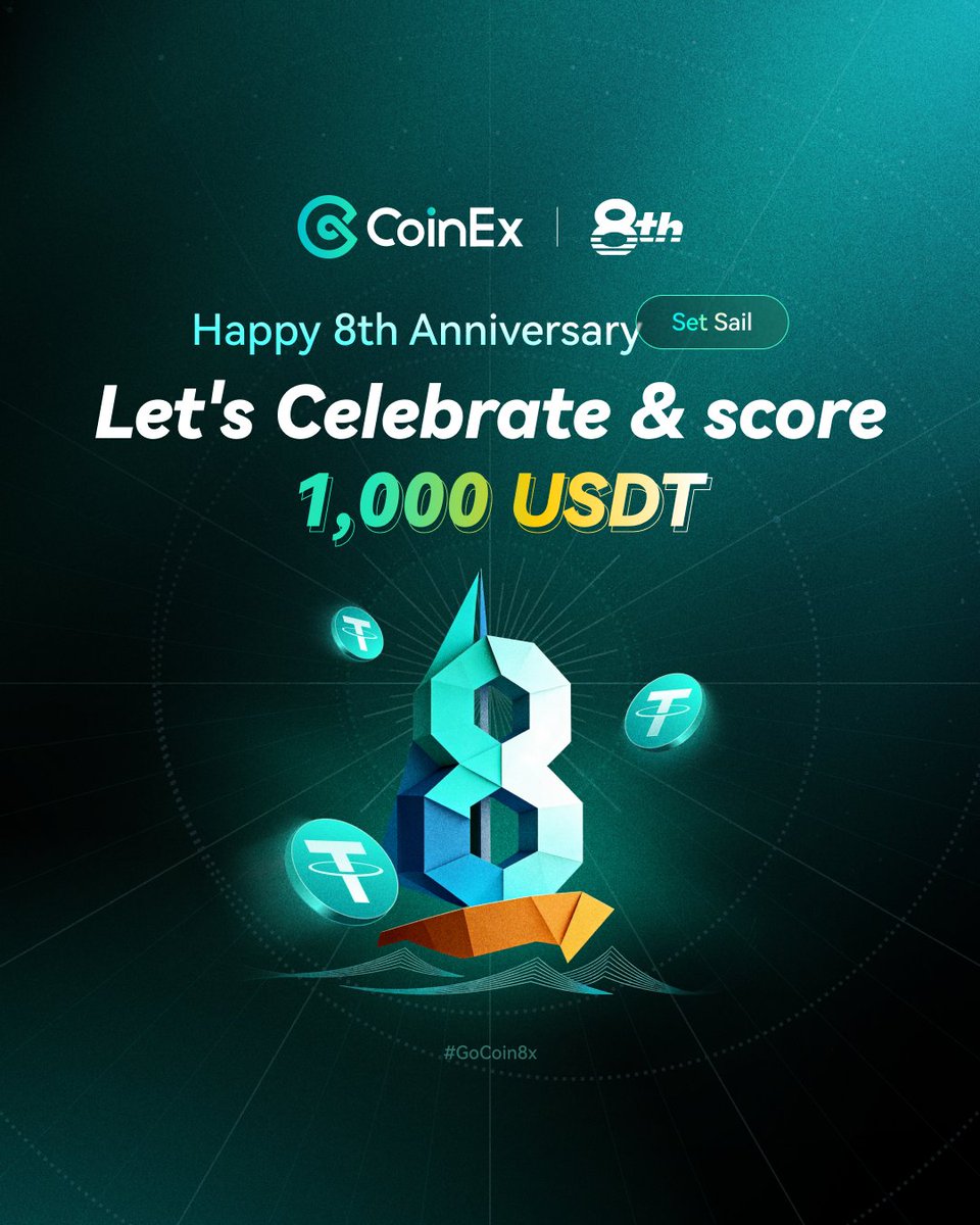 Ahoy, mates! 🏴‍☠️ Coin8x Voyage begins NOW!

We're giving away 1,000 USDT to 20 crew members!

To enter:
𝄪 Follow <a href="/coinexcom/">CoinEx Global</a> 
𝄪 RT + Like this post
𝄪 Drop your ultimate "sailing slogan" below.

Set sail with us!