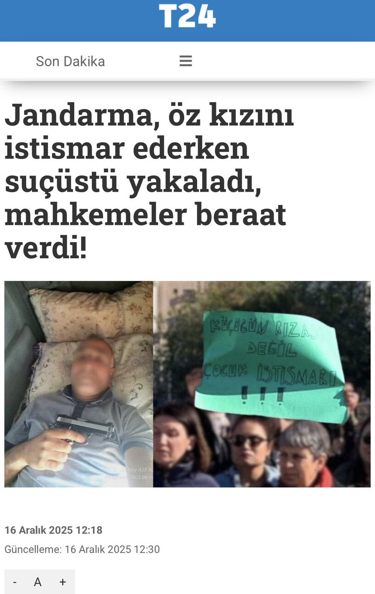 Hiçbir şey yazamıyorum
Jandarma, öz kızını istismar ederken suçüstü yakaladı, mahkemeler beraat verdi!