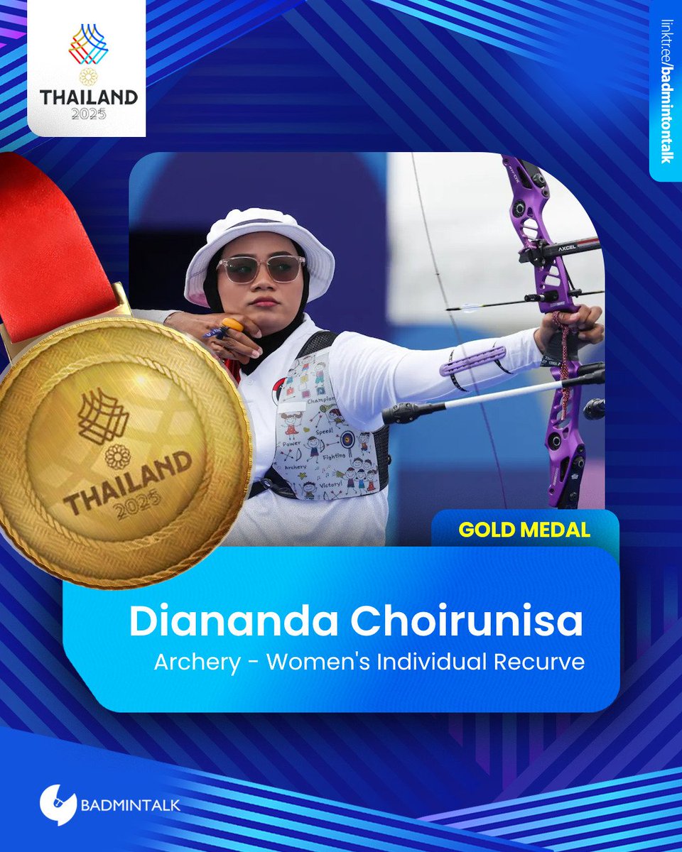 SIXTY-NINTH GOLD MEDAL for Indonesia at #SEAGames2025 

Archery - Women's Individual Recurve

🥇Diananda Choirunisa (INA)
🥈Trieu Huyen Diep (VIE)
🥉Loc Thi Dao (VIE)

#Thailand2025