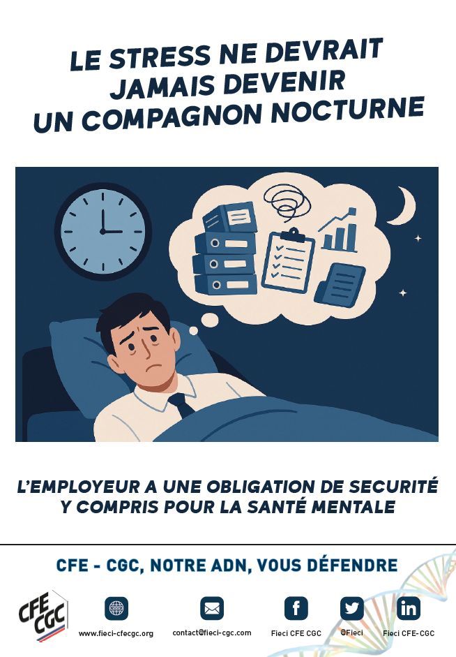 Le #stress ne devrait jamais devenir un compagnon nocturne

L'employeur a une obligation de #sécurité y compris pour la #SantéMentale