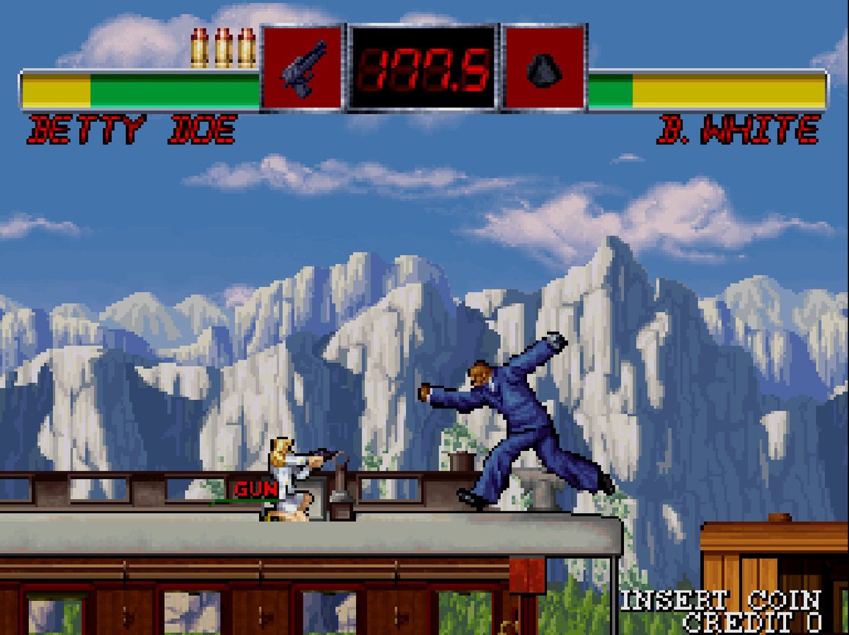 4GamerNews's tweet photo. 7人の殺し屋たちの戦いが幕を開ける。アケアカ版「アウトフォクシーズ」，12月18日配信。1995年にナムコから発売されたACTゲーム
https://t.co/e0JvBlgRAp

ステージ内に落ちている武器を拾って攻撃できる。ステージのギミックやトラップも利用して戦おう https://t.co/2nLQzRdZd3