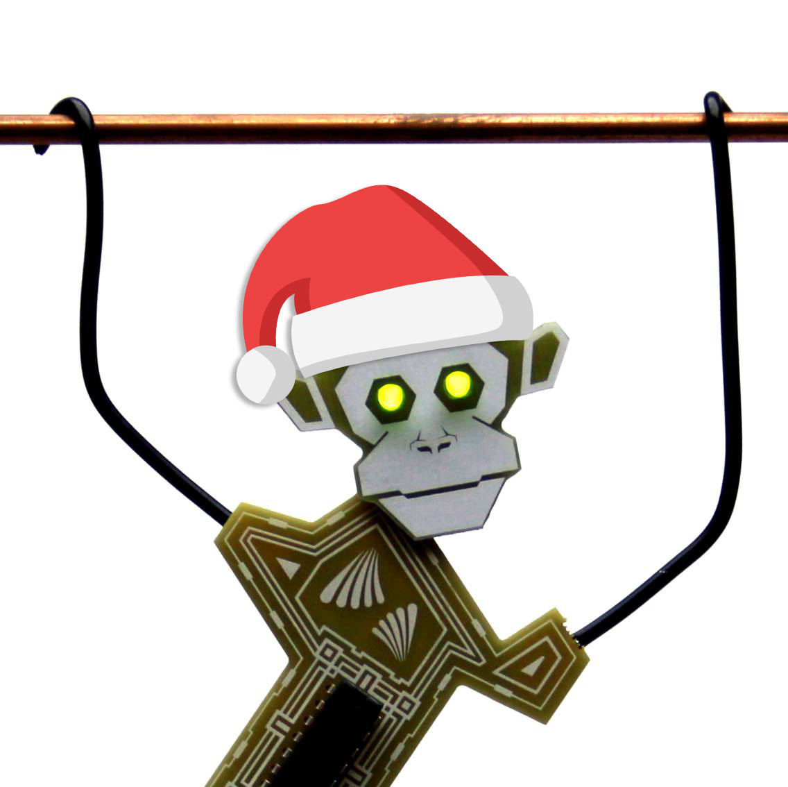 Maak je eigen Kerst-aap samen met uitvinder/ontwerper Eibert Draisma! Deze  vrolijke aap werkt op batterijen die eigenlijk 'op' lijken, maar nog genoeg  power hebben om maandenlang te blijven knipperen. Dinsdag 23 december, image size:1136x1134