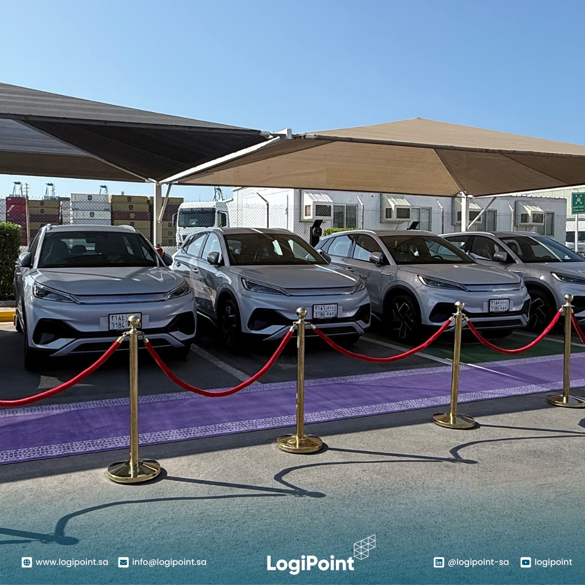 LogiPointSA's tweet image. لقطات من تدشين #لوجي_بوينت لأسطولها من المركبات الكهربائية، في خطوة تعكس التزامنا بالاستدامة التشغيلية انسجامًا مع #رؤية_السعودية_2030. ⚡🌱

Highlights from #LogiPoint’s EV fleet launch, reflecting our commitment to sustainable operations aligned with #Vision2030. ⚡🌱