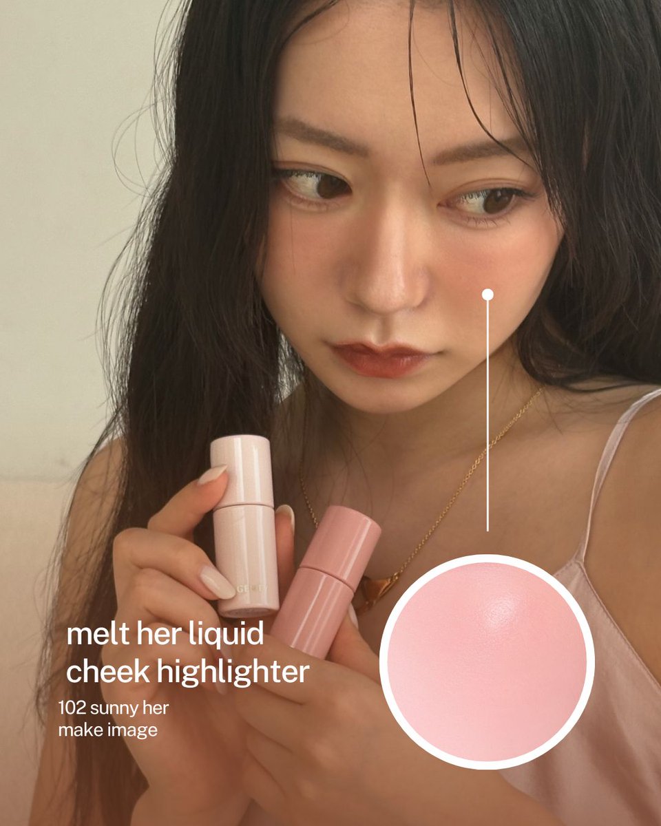 genty_beauty's tweet photo. 手軽にポンポンと頬に仕込むだけで、
思わず触りたくなるような愛されほっぺを演出してくれる⸜♡⸝
𝟭𝟬𝟭_𝗿𝗼𝘀𝘆 𝗺𝗲🍓
𝟭𝟬𝟮_𝘀𝘂𝗻𝗻𝘆 𝗵𝗲𝗿🍑
#メルトハーリキッドチーハイライター #GENTY #ジェンティー https://t.co/cE1PAD39HZ