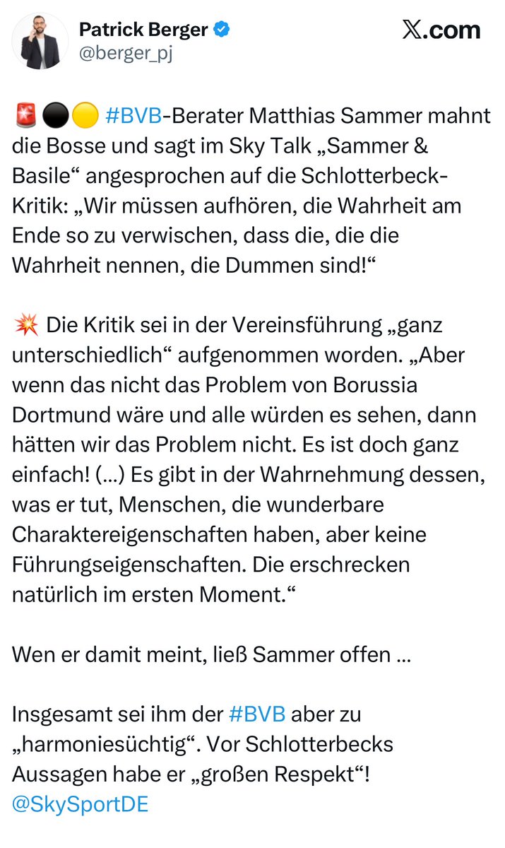 C_Giog's tweet photo. Bin insgesamt dankbar, dass wir unsere Angelegenheiten seit der desolaten Außendarstellung im Frühjahr nicht mehr regelmäßig in der Öffentlichkeit und in der BILD austragen und Matthias Sammer sich auch mittlerweile in Mäßigung übt  🙏🏼 https://t.co/sbQXjQ1nVj