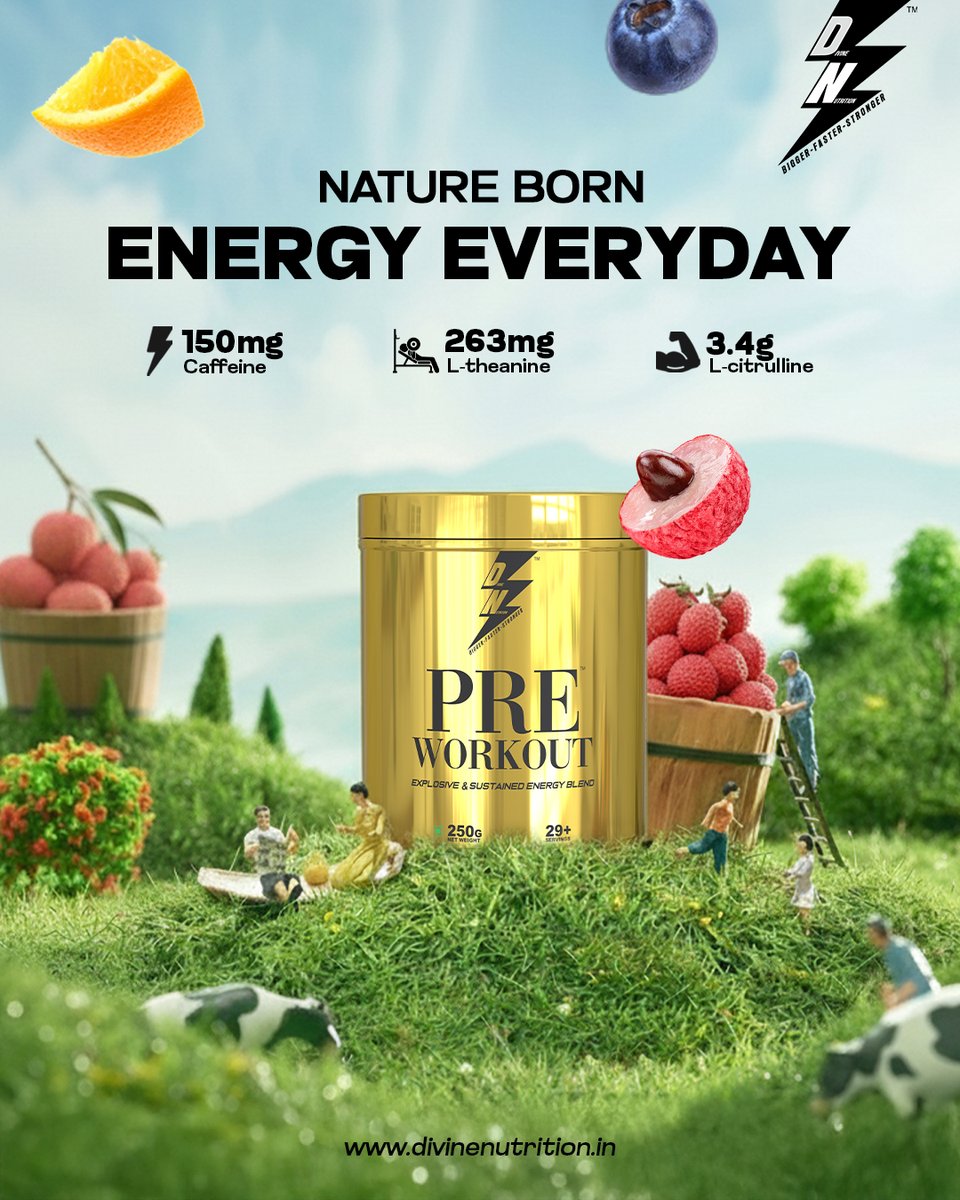 DivineN55074's tweet image. Energy that feels natural.
Power that feels unstoppable. ⚡🌿

Divine Nutrition Pre-Workout blends nature’s best —
150mg Caffeine for clean energy,
263mg L-Theanine for smooth focus,
3.4g L-Citrulline for powerful pumps.

#DivineNutrition #PreWorkoutIndia #CleanEnergy